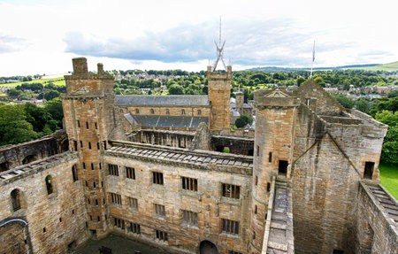 Scotland, United Kingdom - October 8, 2010: Interior of a Scottish castle seen from above.のeditorial素材