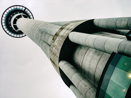 Auckland, New zealand - September 23, 2009: Communications tower built in reinforced concrete, high...