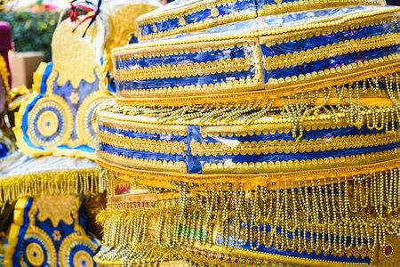 Detail Typical Bolivian costumes for men to dress up in carnival and dance the caporalesの写真素材