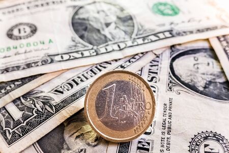 The euro currency is stronger than the dollar currency in the situation of commercial recession.の写真素材