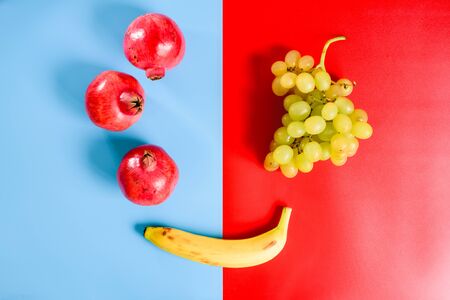 Healthy fruits of red colors isolated on flat background.の写真素材