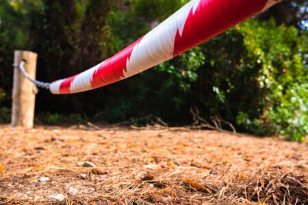 Barrier prohibited the passage in a forest, private property concept.の写真素材