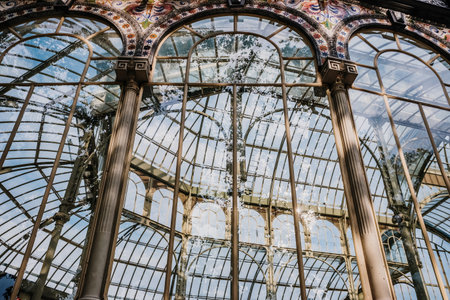 Interior of the Crystal Palace in Madrid, a must for tourists.のeditorial素材