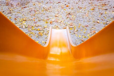 Slide to slide down at full speed and enjoy life.の写真素材