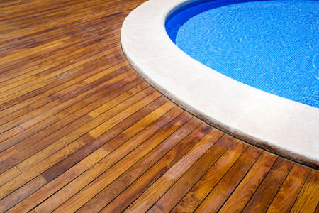 Outdoor children's pool with copy space without anyone, in the sun.の写真素材