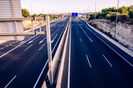 Multi-lane road  highway practically empty during a holiday period in Spain.