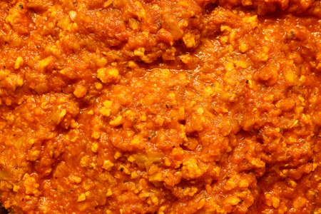 Detail of a fried vegetable sauce with tomato.の写真素材