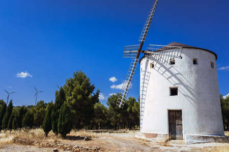 Old mill from La Mancha, moved by the wind, to crush cereal.の写真素材