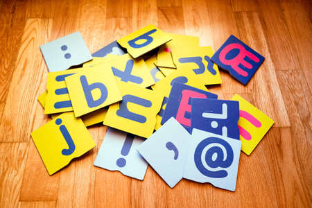 Educational cards for children with letters in a school.の写真素材