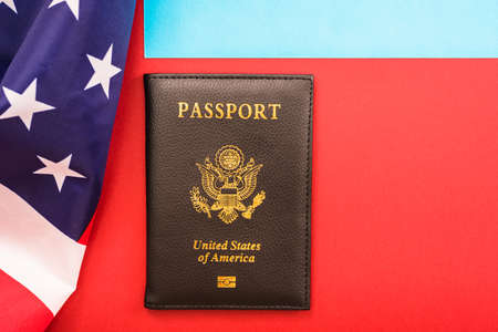 American passport on flag.の写真素材
