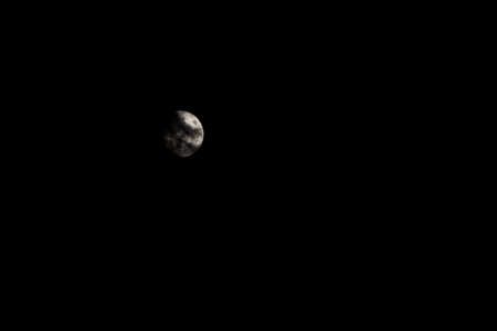 Bright moon during a dark, almost full night, with copy space.