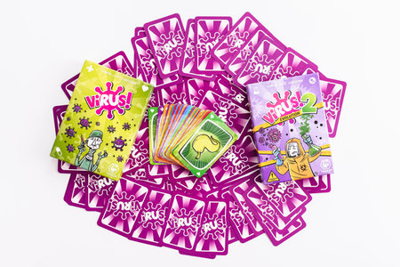 Valencia, Spain - November 8, 2020: Virus, RPG card game from Spanish company Tranjis