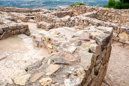 Remains of an ancient Iberian town in a mountainous area of Olocau, Valenciaの写真素材