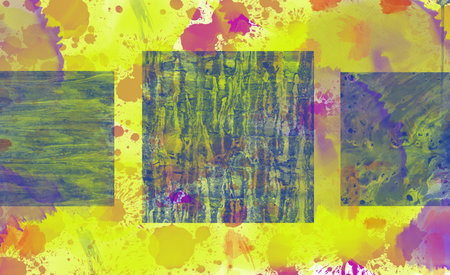Abstract background with geometric squares in the foreground with urban and colorful textures on artistic canvas.の写真素材