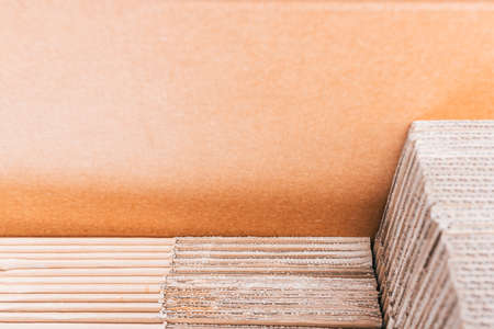Detail of some folded cardboard boxes to make a move of home.の写真素材