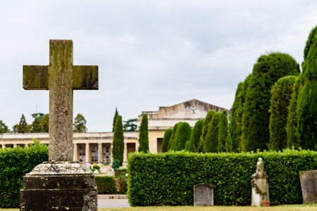 Verona, Italy - October 2, 2021: Religious sculptures inside an ancient cemetery.のeditorial素材