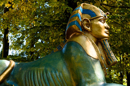 Verona, italy - october 1, 2021: Fake Egyptian art sphinxes exposed outdoors.のeditorial素材