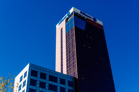 Barcelona, Spain - December 12, 2022: Building with the offices of the Allianz insurance company.