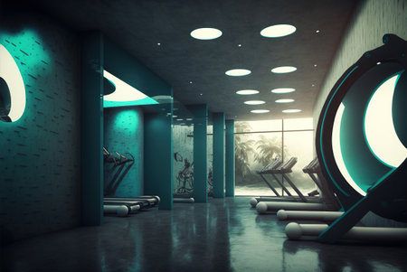 Conceptual design of a futuristic gym.の写真素材