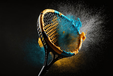Futuristic and colorful tennis racket conceptの写真素材