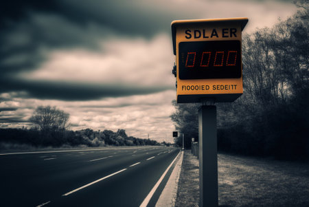 Speed camera on a secondary road to monitor traffic.の写真素材