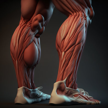 Hyperrealistic illustration of the back muscles of the legs, calves and ankles.の写真素材