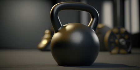 A heavy kettlebell to get fit in a gym.の写真素材
