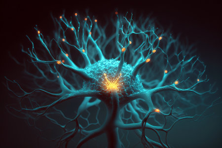 Digital illustration of the brain synapse.