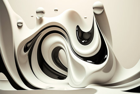 Ice cream melting and dripping, waves of white cream. ai generated