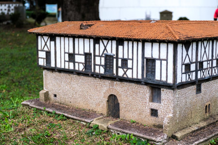 Miniature models of traditional Basque farmhouses, Spain.のeditorial素材