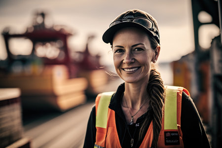 Working women with reflective vest. Ai generated.の素材