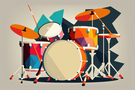 Illustration full drums set, isolated. AI generated.の素材