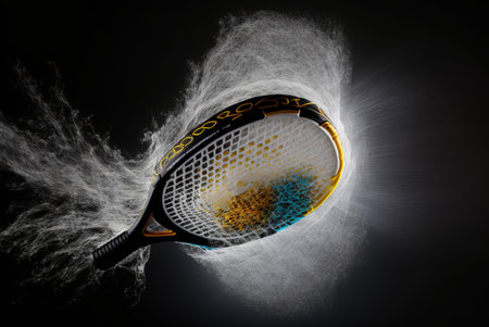 Futuristic and colorful tennis racket conceptの素材