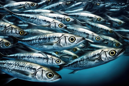 School of sardines under the sea. Ai generated.の素材