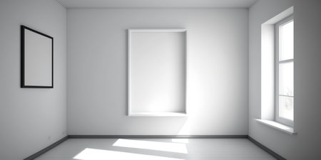 Spacious and bright room, unfurnished, to show rental clients. Ai generated.の素材
