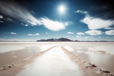 Salar de Uyuni, salty lake with sky reflectionsの素材