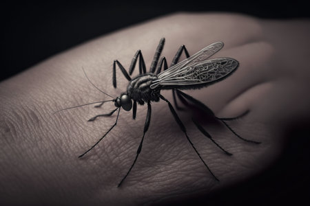 Mosquito on a summer night. Ai generated.の素材