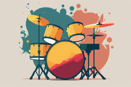Illustration full drums set, isolated. AI generated.の素材