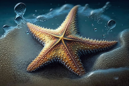 Illustration of a starfish on the sand. Ai generated.の素材