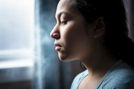 Studio portrait of a close-up of a beautiful young woman. Ai generated.の素材