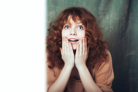 Smiling young lady being surprised. Ai generated.の素材