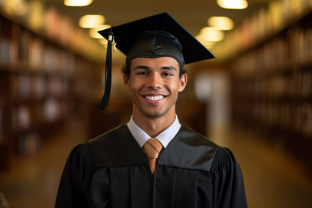 the young immigrant proudly holds his university degree. Ai generated.の素材