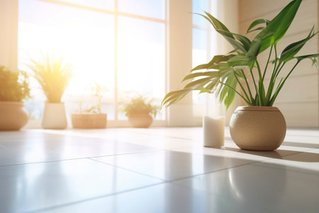 the spacious room exudes tranquility and minimalist elegance. Ai Generatedの素材