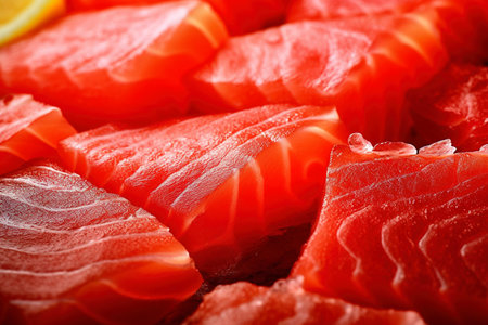 Tuna sashimi macro detail. Ai generated.の素材