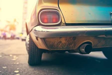 Gasoline exhaust pipe of an old car. Ai generated.の素材