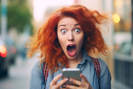 Eyes wide, the person's world shatters as they uncover the truth, unmasking the web of deception. AI Generated.の素材