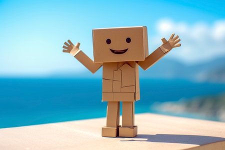 In a world of imagination, a cardboard toy robot comes to life, ready for countless adventures. AI Generatedの素材