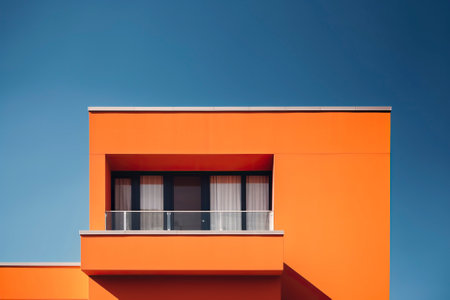 Orange, trendy color in architecture and backgrounds for construction designs. Ai generated.の素材