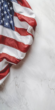 Detail of the wavy fabric of the American flag of the United States. Ai generated.の素材