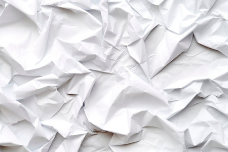 The crumpled white paper creates an intriguing and textured background for artistic designs.の素材